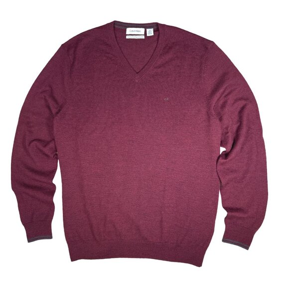 Calvin Klein Extra Fine Merino Wool V Neck Sweater, Size Medium - Picture 4 of 13